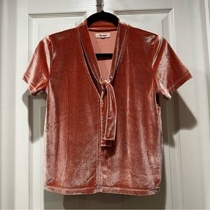 Madewell Velvet Blush Cropped Blouse size XS